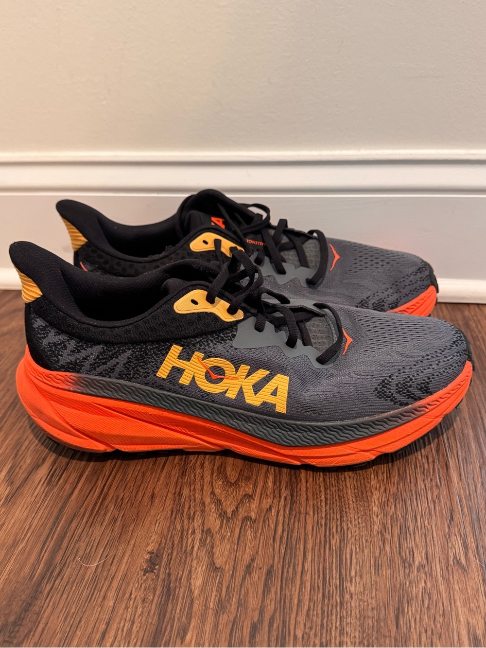 HOKA Men's Gray and Orange Performance Sneakers